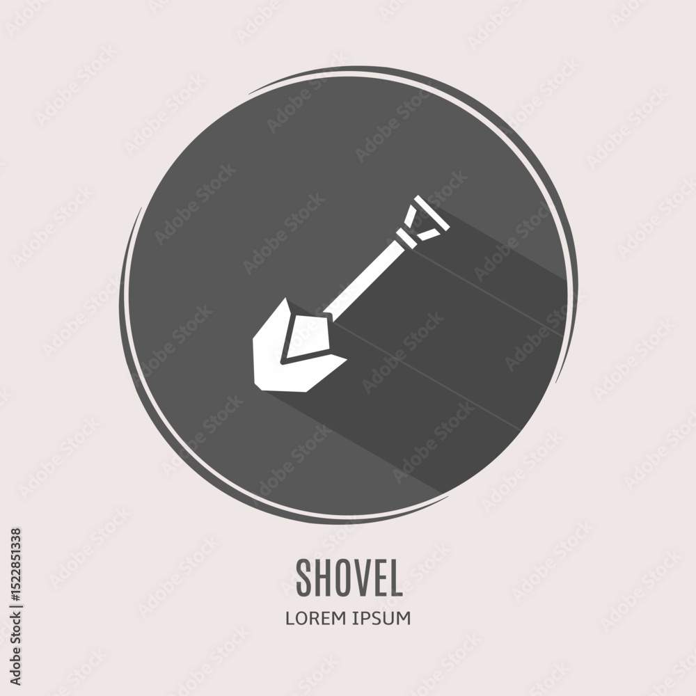 Symbol shovel logo. Illustration of shovel in flat. Stock vector. Symbol shovel logo. Illustration of shovel in flat. Stock vector.
