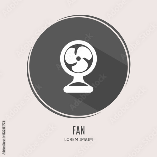 Symbol fan logo. Illustration of fan in flat. Stock vector.