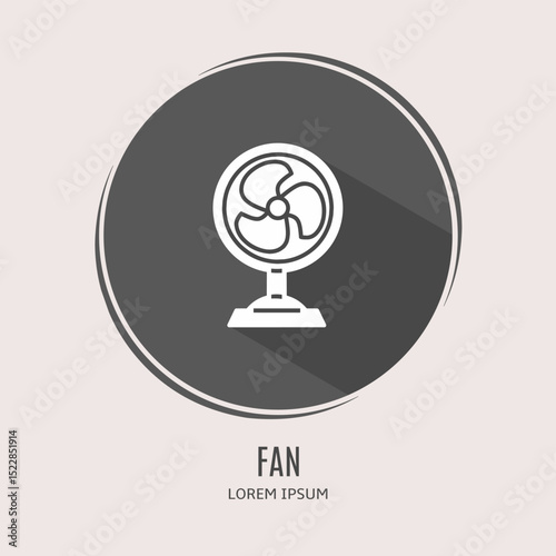 Symbol fan logo. Illustration of fan in flat. Stock vector.