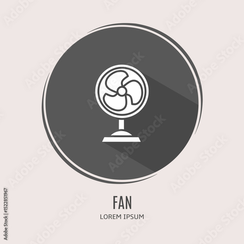 Symbol fan logo. Illustration of fan in flat. Stock vector.