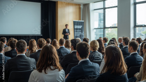 Businessman giving presentation to audience at conference meeting