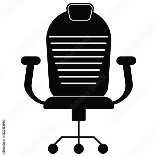 Ergonomic office chair icon with modern adjustable seat and backrest for workplace comfort vector furniture silhouette illustration design.