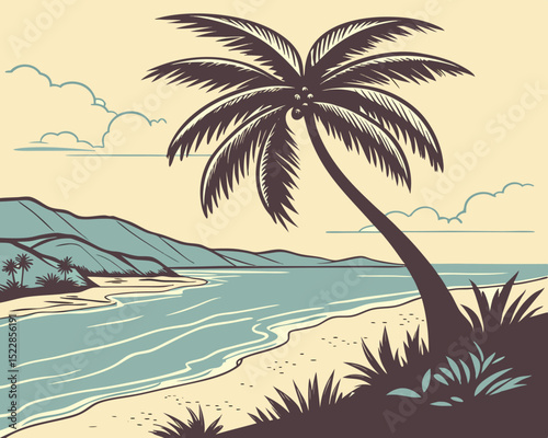 vetor of palm trees on the beach