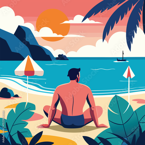 man on the beach, man on the beach, surfer on the beach, man on the beach, young man surfer with surfboard standing on beach, vacation time man on the beach in a swims