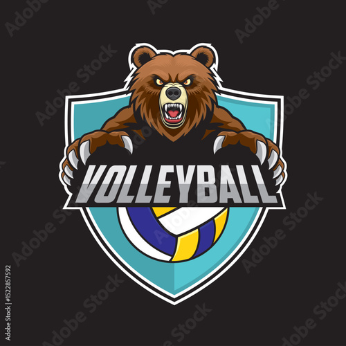 volleyball club logo bear vector illustration design