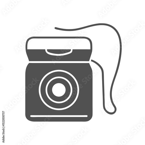 Clean minimalistic dental floss icon in monochromatic flat vector style - oral hygiene and bathroom routine illustration for healthcare design
