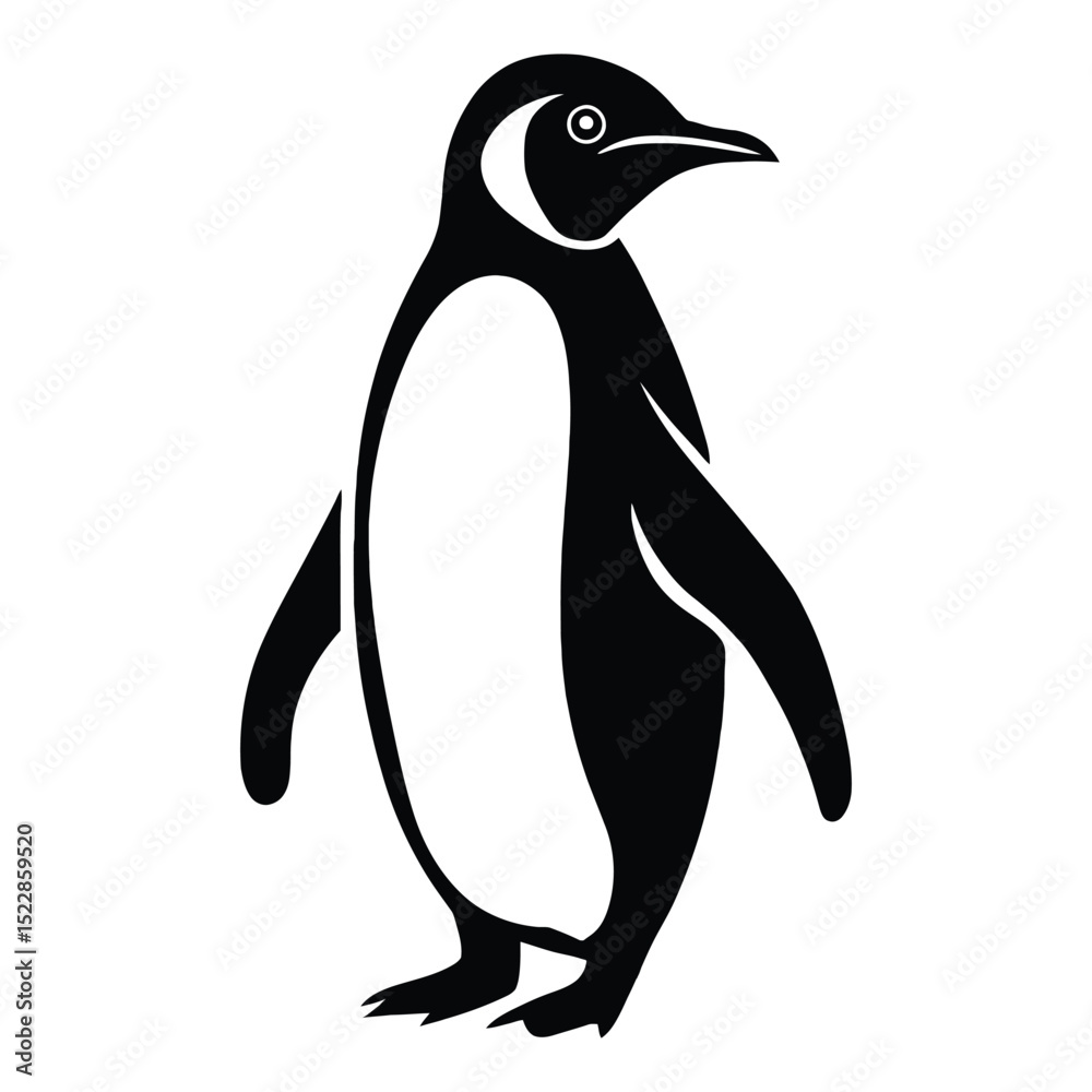 Fototapeta premium Stylized Black and White Penguin Icon - Arctic Bird Clipart