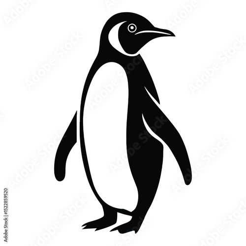 Stylized Black and White Penguin Icon - Arctic Bird Clipart