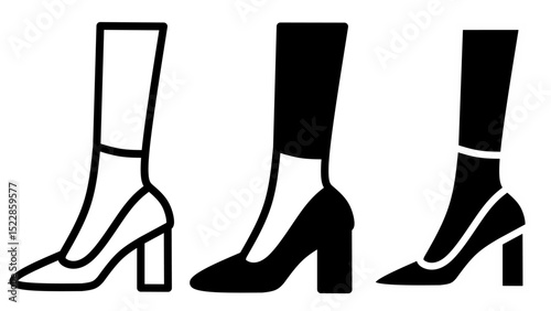 Simple and elegant outline of high heel fashion shoes in flat minimalist vector style. Suitable for fashion icons, women's accessories, boutique branding, or apparel illustration.