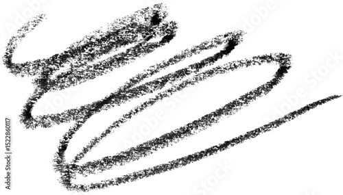 Hand drawn black crayon scribble texture on a white background, isolated artistic charcoal patch for grunge, abstract, and distressed design projects
