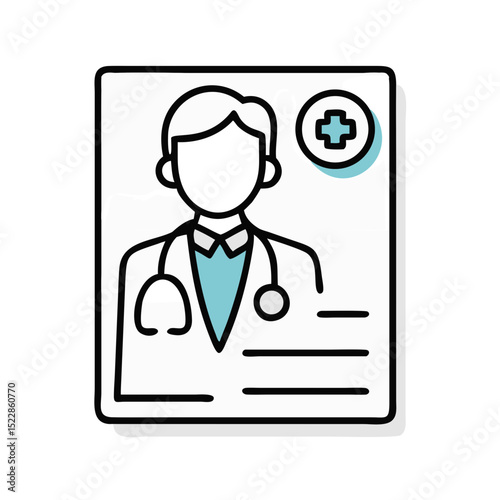 Doctor profile icon with stethoscope and medical symbol for healthcare services