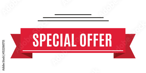 A bold red ribbon banner with "special offer" text, perfect for promotions and sales announcements.