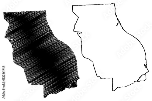 Rosario City (Argentine Republic, Santa Fe Province) map vector illustration, scribble sketch City of Rosario map