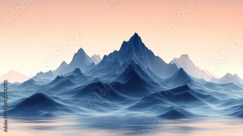 Misty Mountain Range Sunrise Landscape