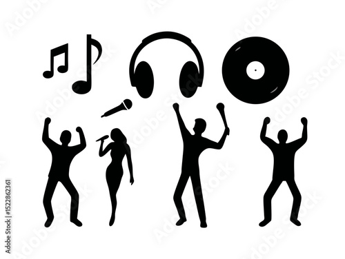 vector silhouette of a man and music 