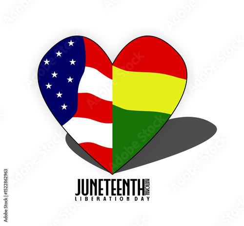 juneteenth national liberation day ,vector heart style illustration