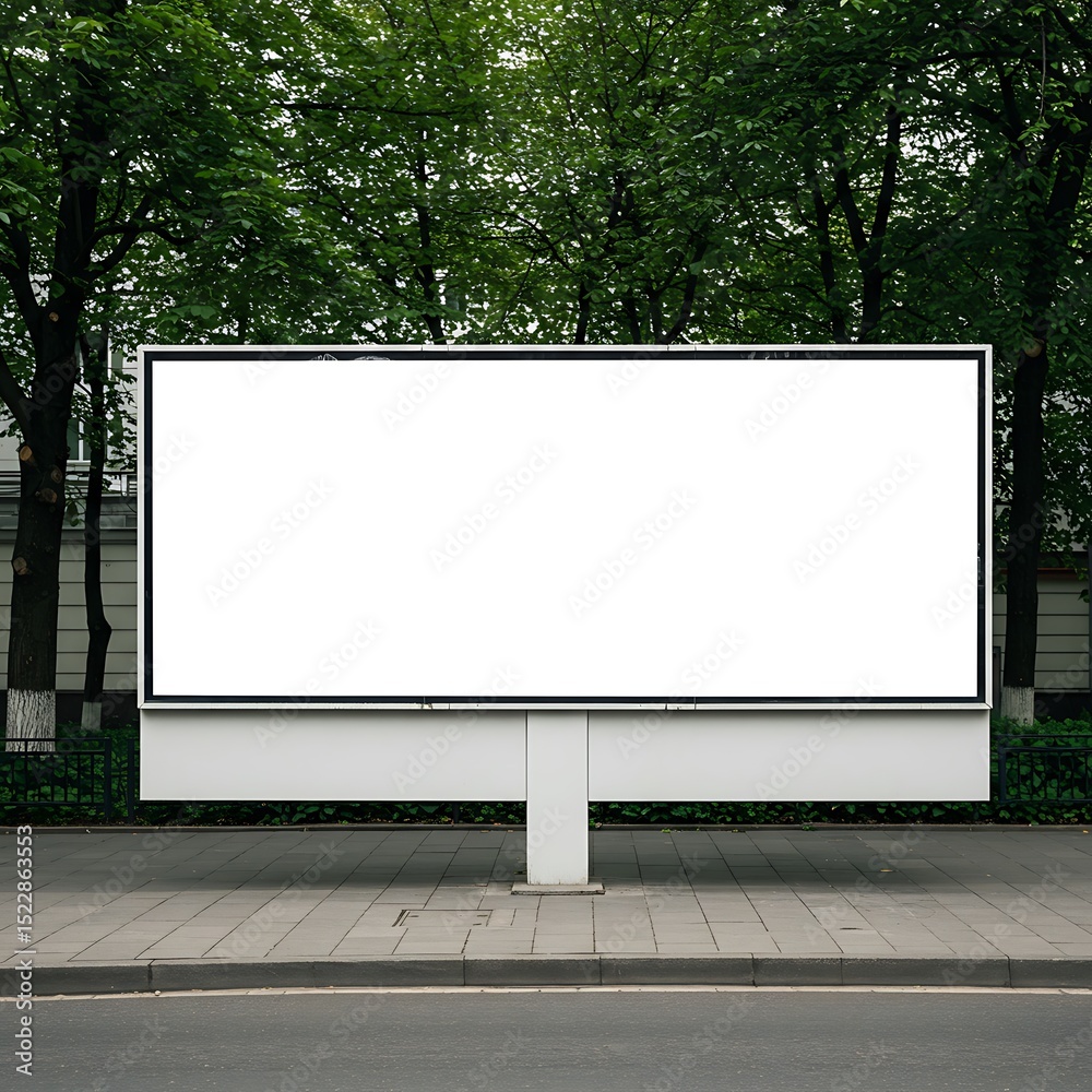 Fototapeta premium Blank Billboard in Urban Green Setting