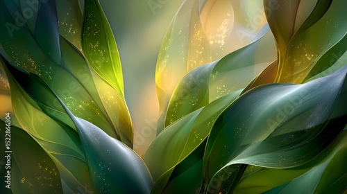 Ultra-Detailed Abstract Plant Texture with Green and Yellow Lines in Soft Lighting, Perfect for Modern Natural Aesthetic Backgrounds and Eco-Themed Designs.
