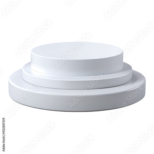 White 3D Podium on Transparent Background – Clean Empty Display Stand for Product Presentation or Branding Mockup
