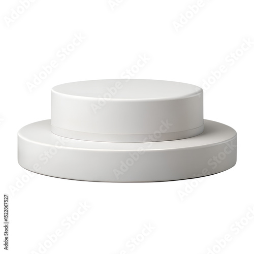 White 3D Podium on Transparent Background – Minimalist Empty Product Display Stand for Branding or Presentation Mockup
