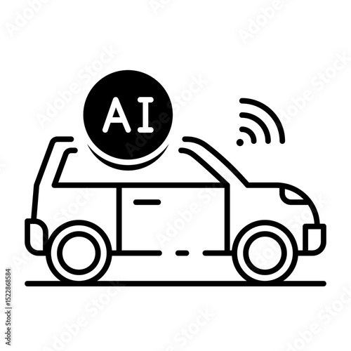 This Self-Driving Car icon is suitable for Artificial Intelegence, Chatbot, etc
