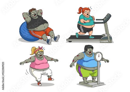 Undead Fitness Fun Hilarious Zombie Workout Illustrations - Perfect for Fitness Blogs, Social Media, and Funny Fitness Designs