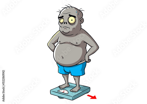 Unhealthy Lifestyle A Depressing Zombie's Weight-Loss Journey - Illustration