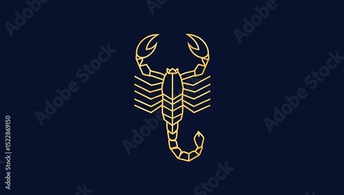 Geometric gold scorpion design dark background