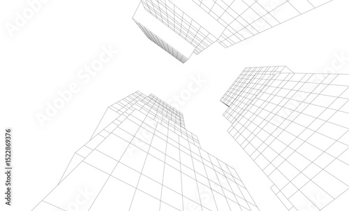 Fototapeta Naklejka Na Ścianę i Meble -  Abstract buildings 3d. Architectural background 
