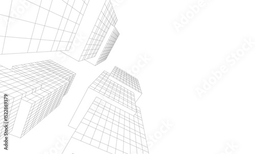 Fototapeta Naklejka Na Ścianę i Meble -  Abstract buildings 3d. Architectural background 