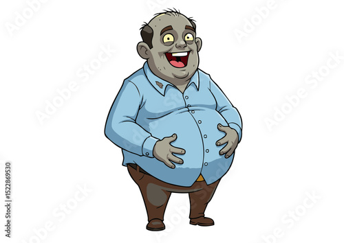 Jolly Zombie Illustration A Chubby, Happy Undead Character Design