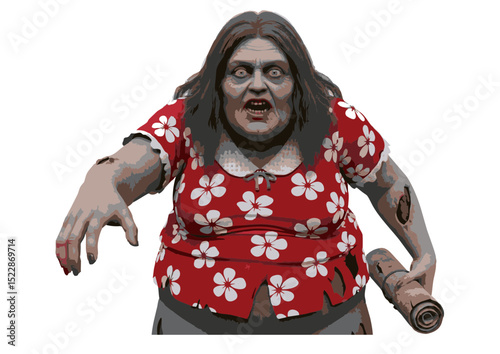 Horrifying Zombie Woman Illustration A Chilling Depiction of Undead Horror, Decay, and the Apocalypse