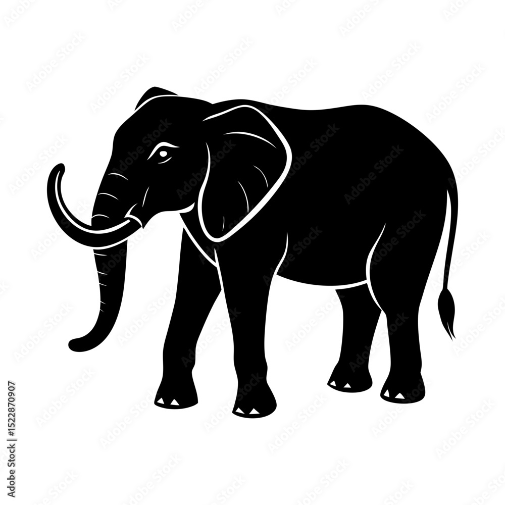 Obraz premium elephant with a raised trunk vector art silhouette
