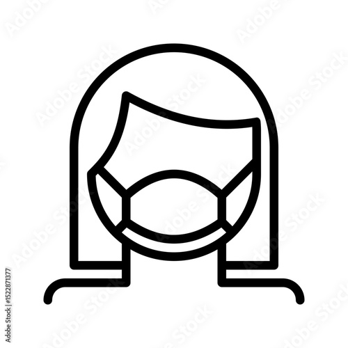 Health Icon Woman Wearing Mask. Represents female individual with face protection or public health.