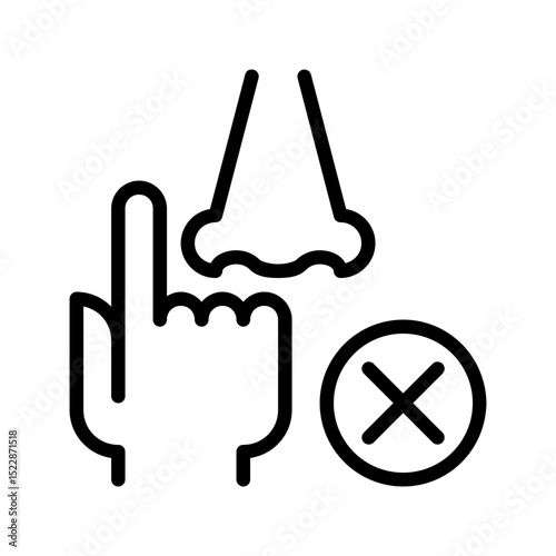 Health Icon No Touch Nose. Suitable for preventing infection, hygiene, or public health guidelines.