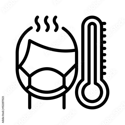 Health Icon Fever Thermometer. Perfect for indicating high temperature, illness, or medical symptoms.