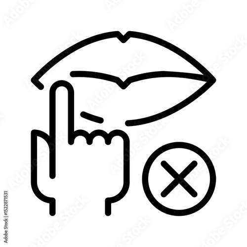Health Icon No Touch Mouth. Represents hygiene, preventing infection, or safety protocols.