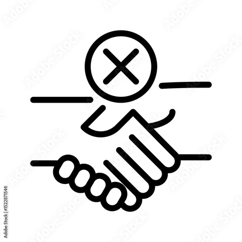 Health Icon No Handshake. Represents social distancing, prevention, or avoiding physical contact.