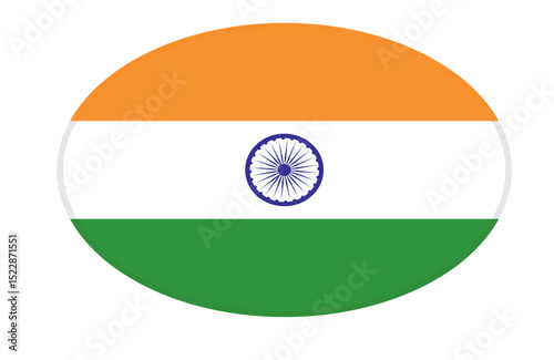 India flag ellipse shaped. vector