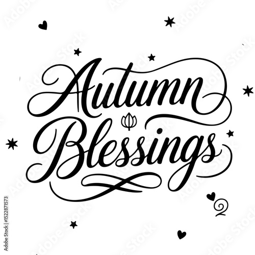 Autumn Blessings. Thanksgiving Quote Design Isolated on White Background