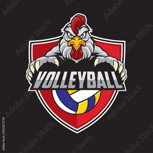 volleyball club logo chicken vector illustration design