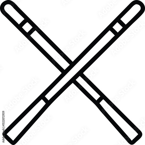 Line art icon of crossed chopsticks a simple black and white design suitable for menus restaurants or asian cuisine branding