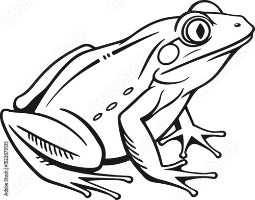 Silhouette Line art of a frog on a white background vector