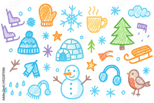 Delightful winter doodles a charming collection of frosty fun and seasonal cheer hand drawn style