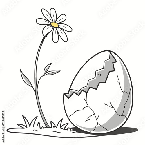 Minimalist easter egg crack spring holiday poster design card clean decor simple modern vector pastel
