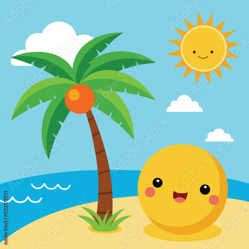 Palm Trees Growing From Sandy Typography Spelling