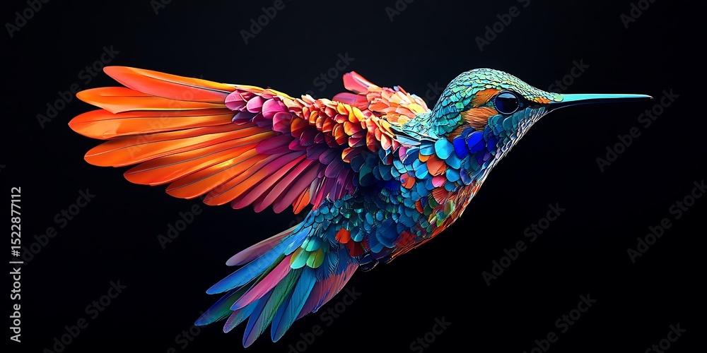 Obraz premium Vibrant Hummingbird: Artistic Bird Artwork