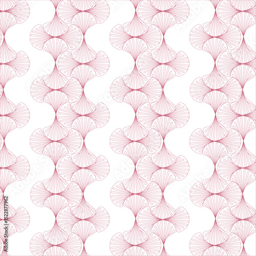 Seamless pink geometric pattern with radiating lines forming elegant, repeating shapes.