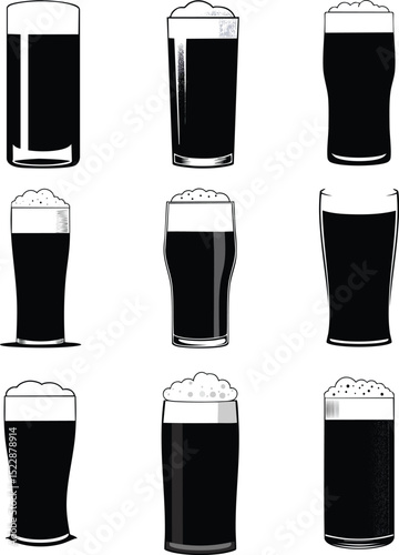 Beer Mug Vector Set Clipart – Hand-Drawn Brewery Icons, Pint Glasses, Craft Ale Design Elements