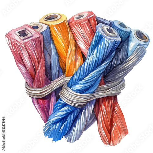 watercolor of Heavy-duty Cables, vector high quality, isolated on a white background.